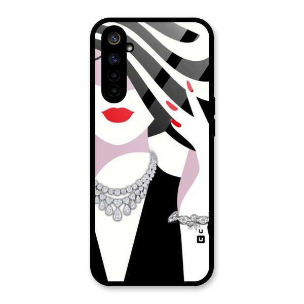 Women Beauty Glass Back Case for Realme 6