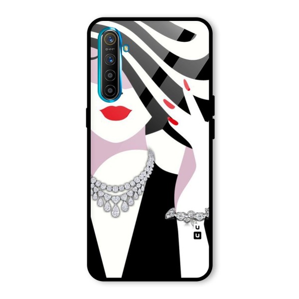 Women Beauty Glass Back Case for Realme XT