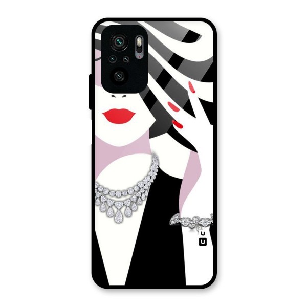 Women Beauty Glass Back Case for Redmi Note 10