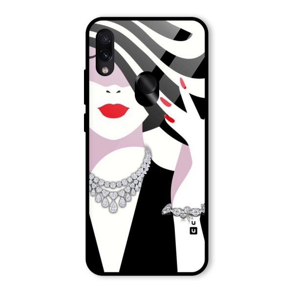 Women Beauty Glass Back Case for Redmi Note 7