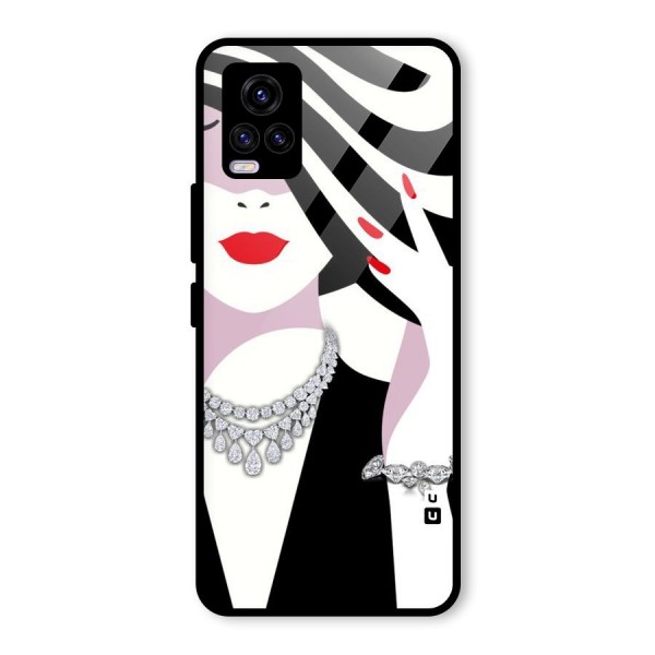 Women Beauty Glass Back Case for Vivo V20