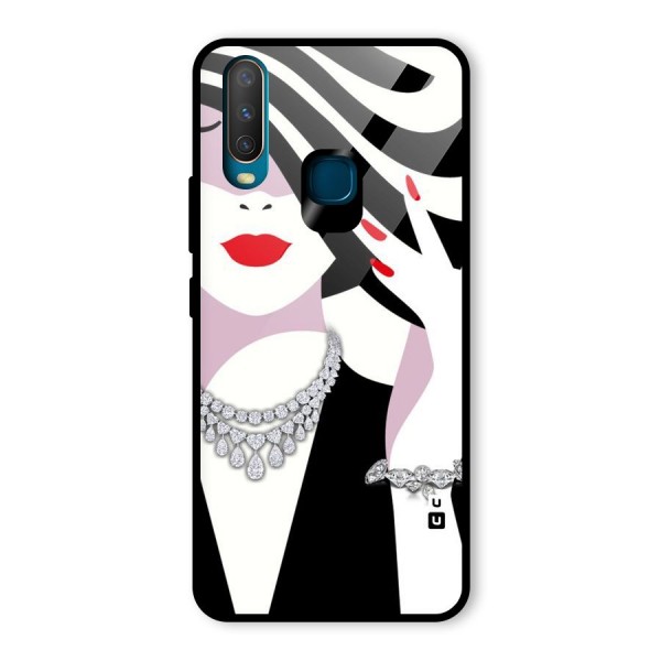 Women Beauty Glass Back Case for Vivo Y12