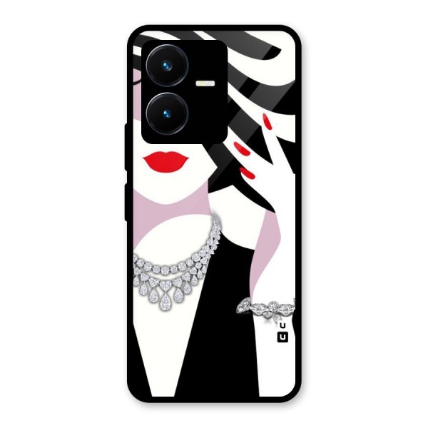 Women Beauty Glass Back Case for Vivo Y22