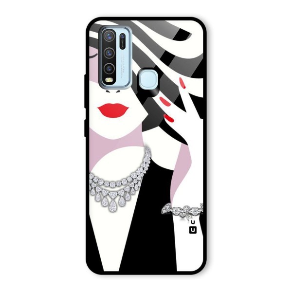 Women Beauty Glass Back Case for Vivo Y30