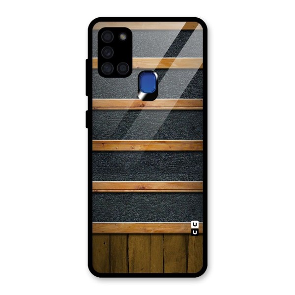 Wood Design Glass Back Case for Galaxy A21s