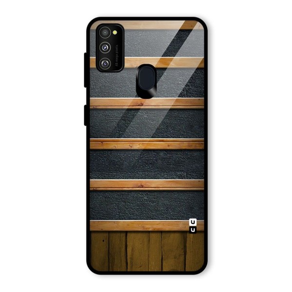 Wood Design Glass Back Case for Galaxy M21