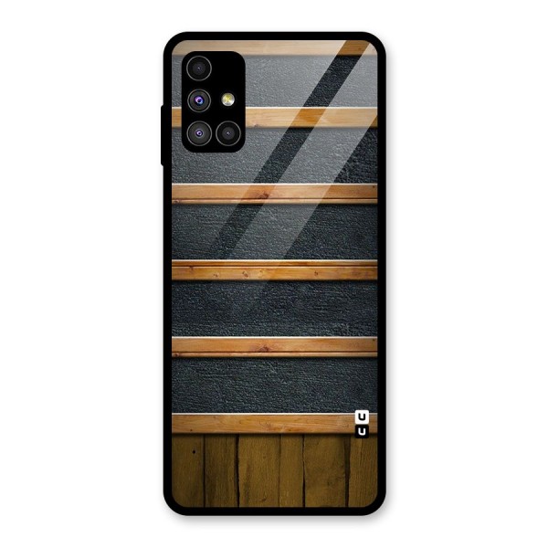 Wood Design Glass Back Case for Galaxy M51