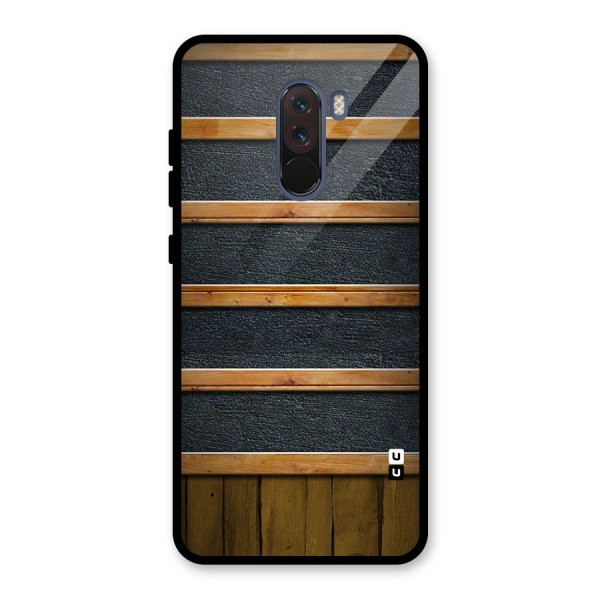 Wood Design Glass Back Case for Poco F1