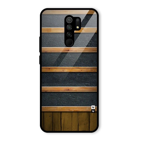 Wood Design Glass Back Case for Redmi 9 Prime