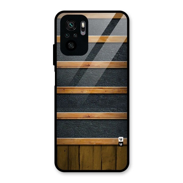 Wood Design Glass Back Case for Redmi Note 10