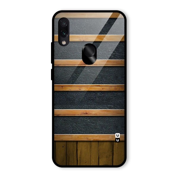 Wood Design Glass Back Case for Redmi Note 7