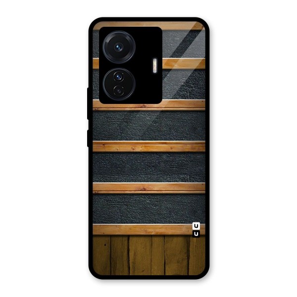 Wood Design Glass Back Case for Vivo T1 Pro