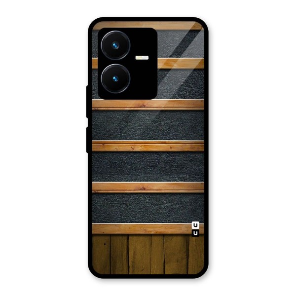 Wood Design Glass Back Case for Vivo Y22