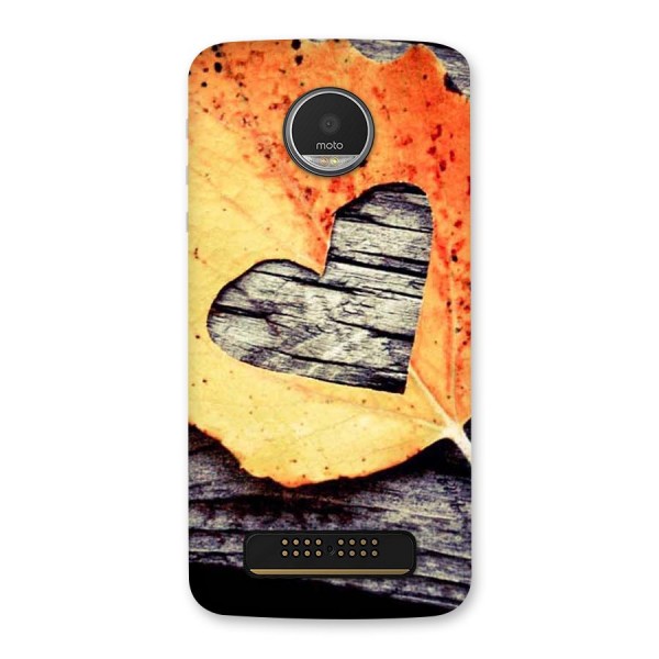 Wood Heart Leaf Back Case for Moto Z Play