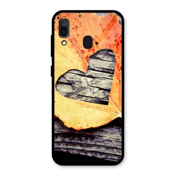 Wood Heart Leaf Glass Back Case for Galaxy A30