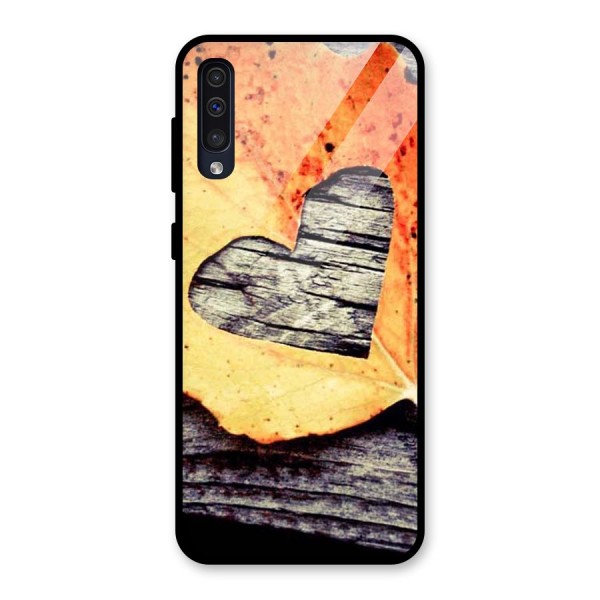 Wood Heart Leaf Glass Back Case for Galaxy A50s