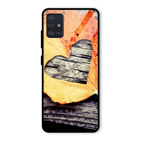 Wood Heart Leaf Glass Back Case for Galaxy A51