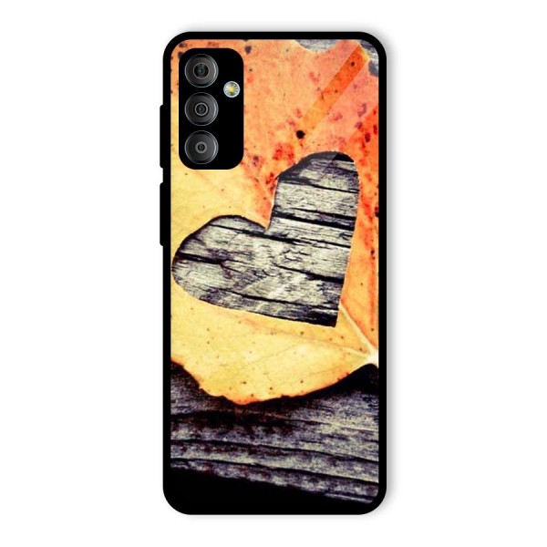 Wood Heart Leaf Glass Back Case for Galaxy F23