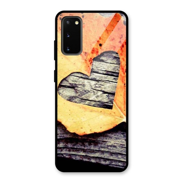 Wood Heart Leaf Glass Back Case for Galaxy S20