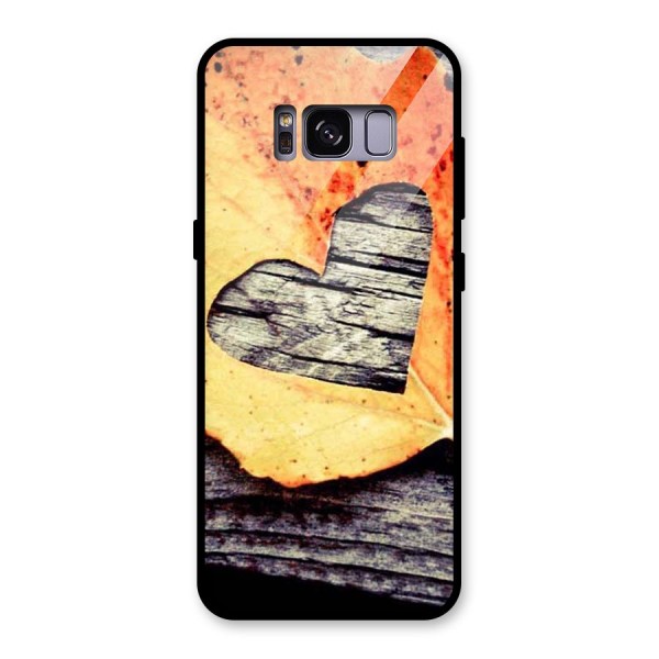 Wood Heart Leaf Glass Back Case for Galaxy S8