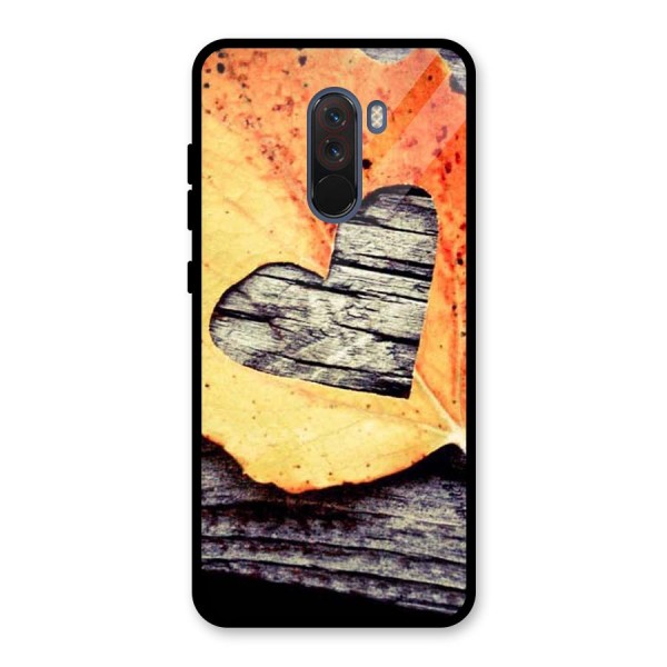 Wood Heart Leaf Glass Back Case for Poco F1