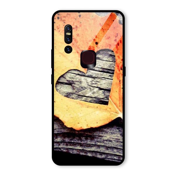 Wood Heart Leaf Glass Back Case for Vivo V15