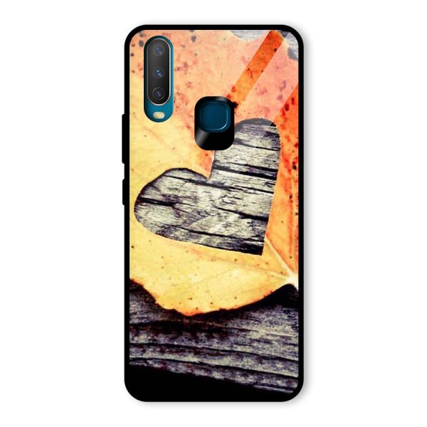 Wood Heart Leaf Glass Back Case for Vivo Y12