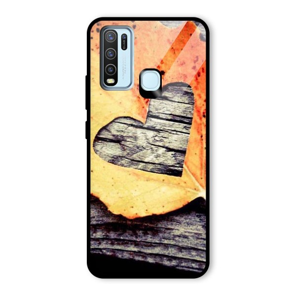 Wood Heart Leaf Glass Back Case for Vivo Y30