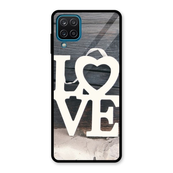 Wood Love Lock Glass Back Case for Galaxy A12