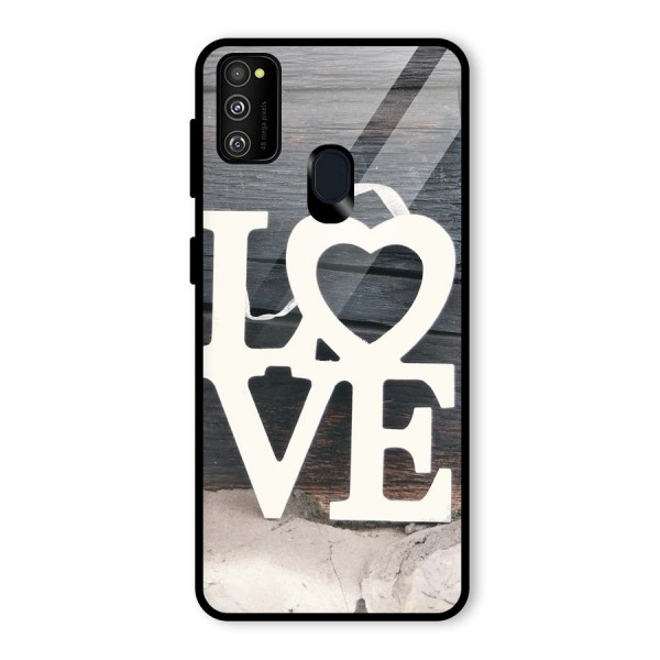 Wood Love Lock Glass Back Case for Galaxy M21