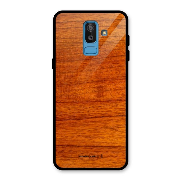 Wood Texture Design Glass Back Case for Galaxy J8