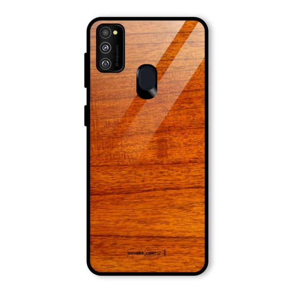 Wood Texture Design Glass Back Case for Galaxy M21