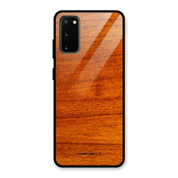 Wood Texture Design Glass Back Case for Galaxy S20