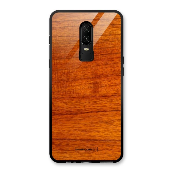 Wood Texture Design Glass Back Case for OnePlus 6