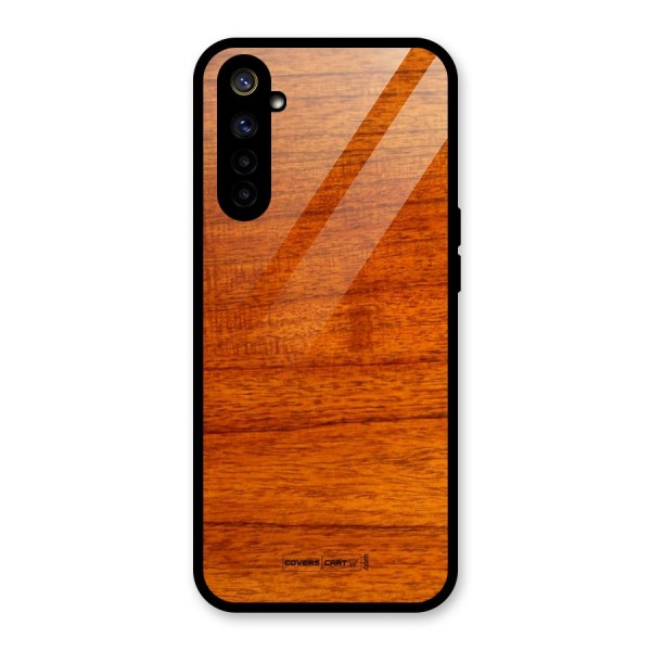 Wood Texture Design Glass Back Case for Realme 6