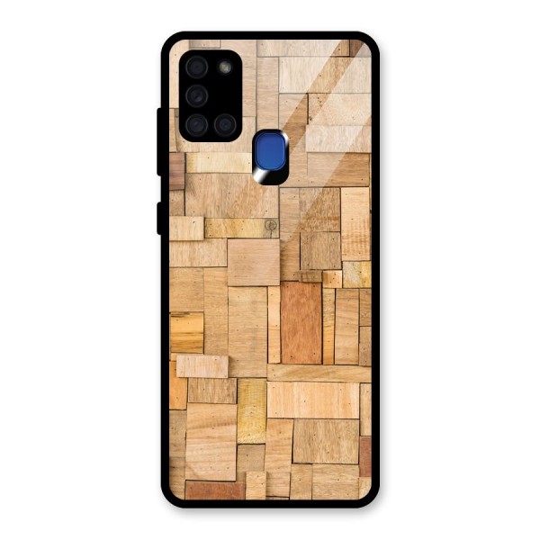 Wooden Blocks Glass Back Case for Galaxy A21s