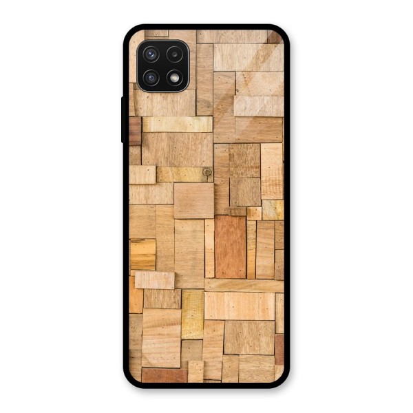 Wooden Blocks Glass Back Case for Galaxy A22 5G