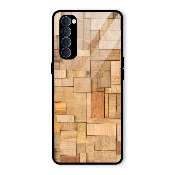 Wooden Blocks Glass Back Case for Oppo Reno4 Pro