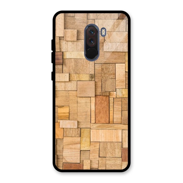 Wooden Blocks Glass Back Case for Poco F1