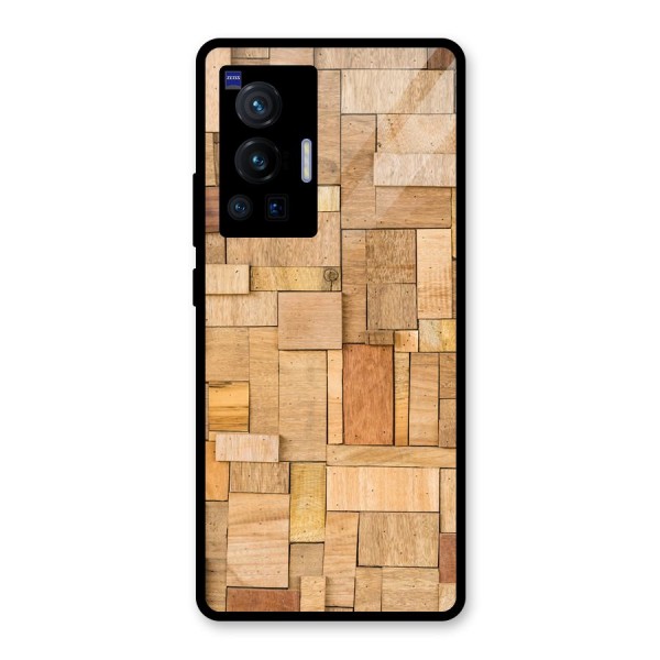 Wooden Blocks Glass Back Case for Vivo X70 Pro