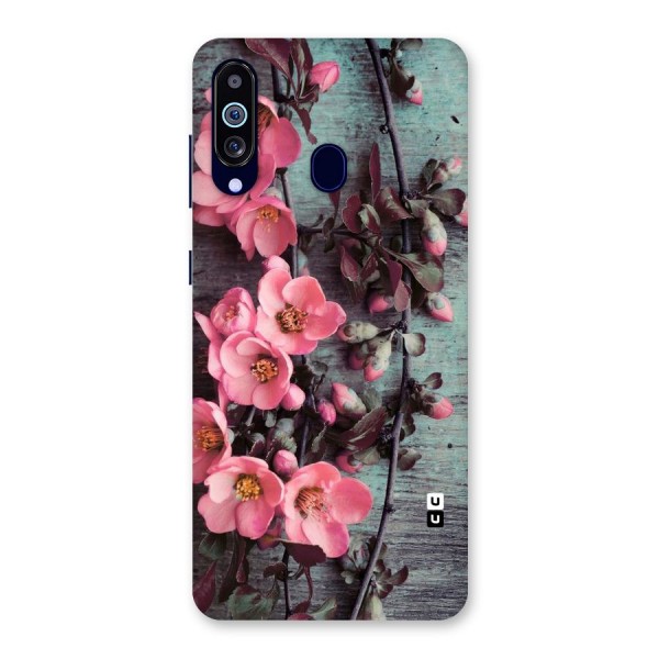 Wooden Floral Pink Back Case for Galaxy A60