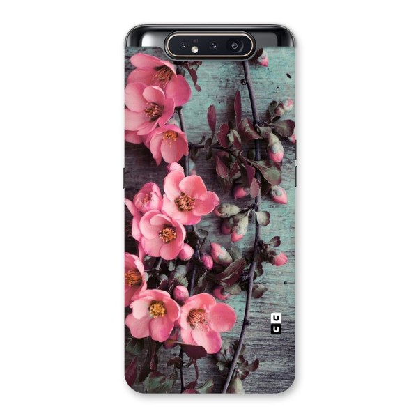 Wooden Floral Pink Back Case for Galaxy A80