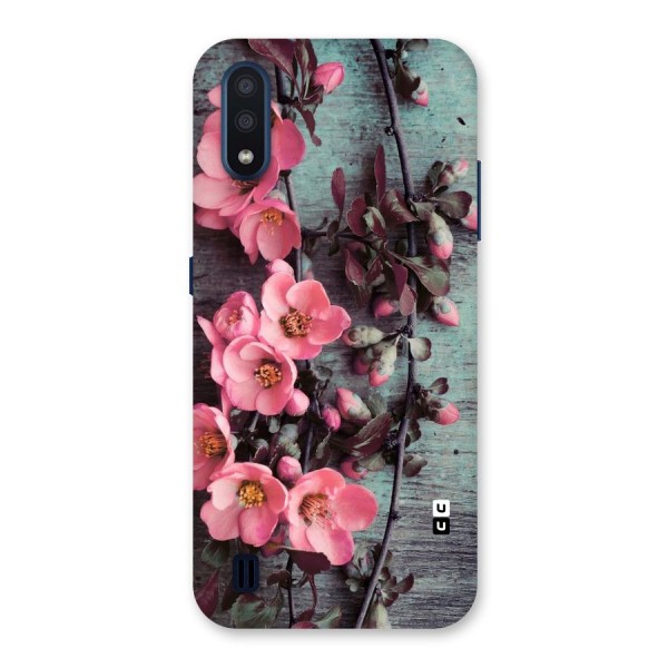 Wooden Floral Pink Back Case for Galaxy M01