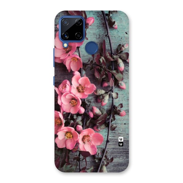 Wooden Floral Pink Back Case for Realme C12