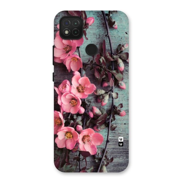 Wooden Floral Pink Back Case for Redmi 9C