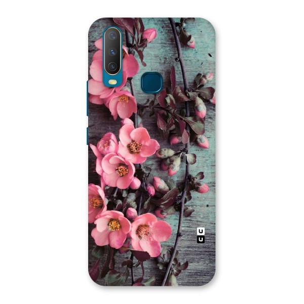 Wooden Floral Pink Back Case for Vivo Y12