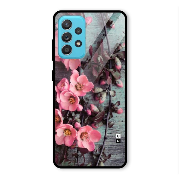 Wooden Floral Pink Glass Back Case for Galaxy A52s 5G