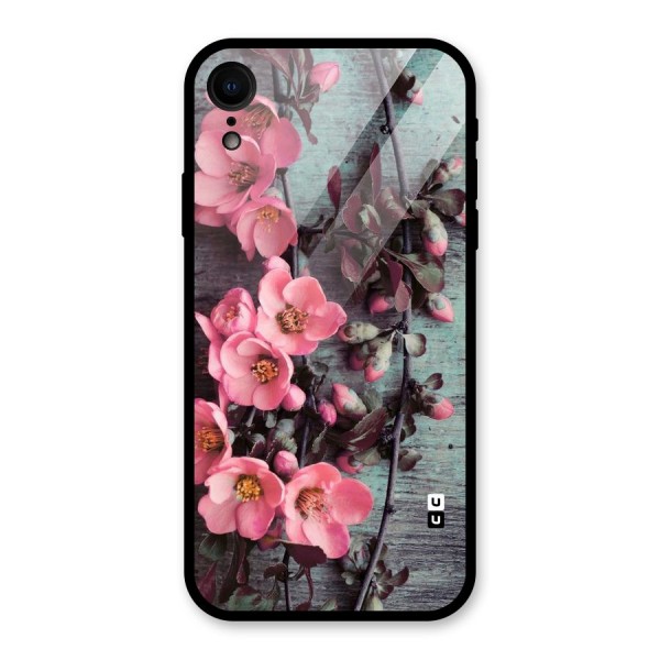 Wooden Floral Pink Glass Back Case for XR