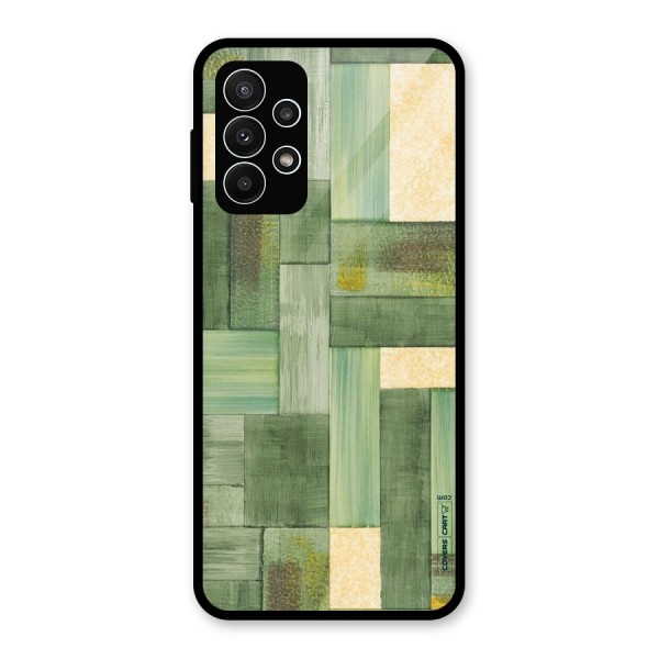 Wooden Green Texture Glass Back Case for Galaxy A23