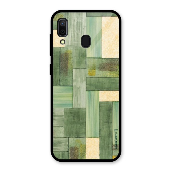 Wooden Green Texture Glass Back Case for Galaxy A30